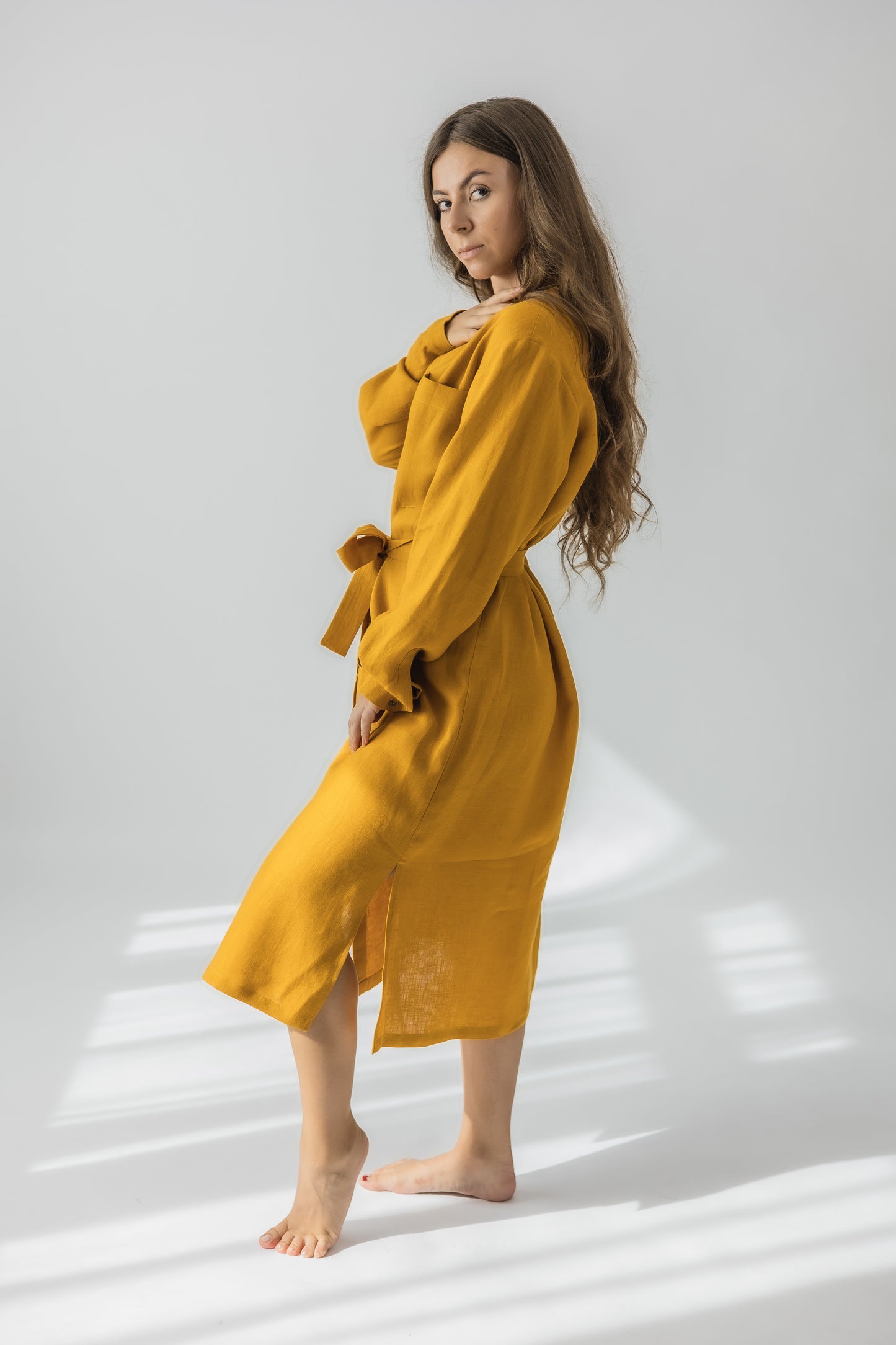 Belted shirt dress
