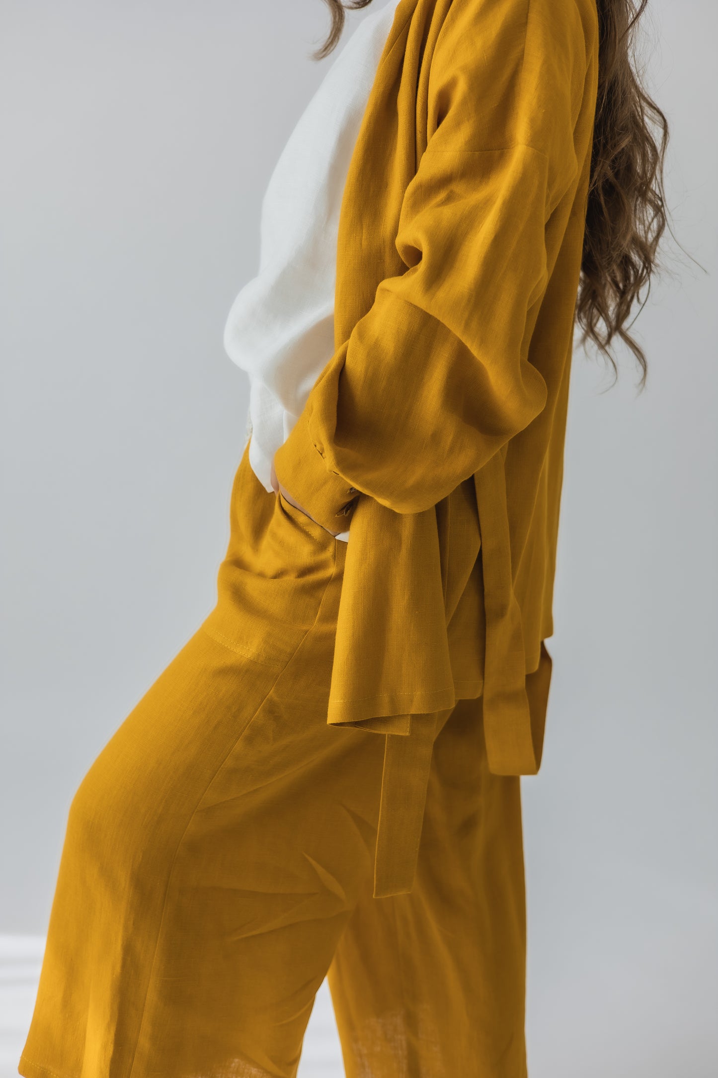 Tie-belt wrap blouse