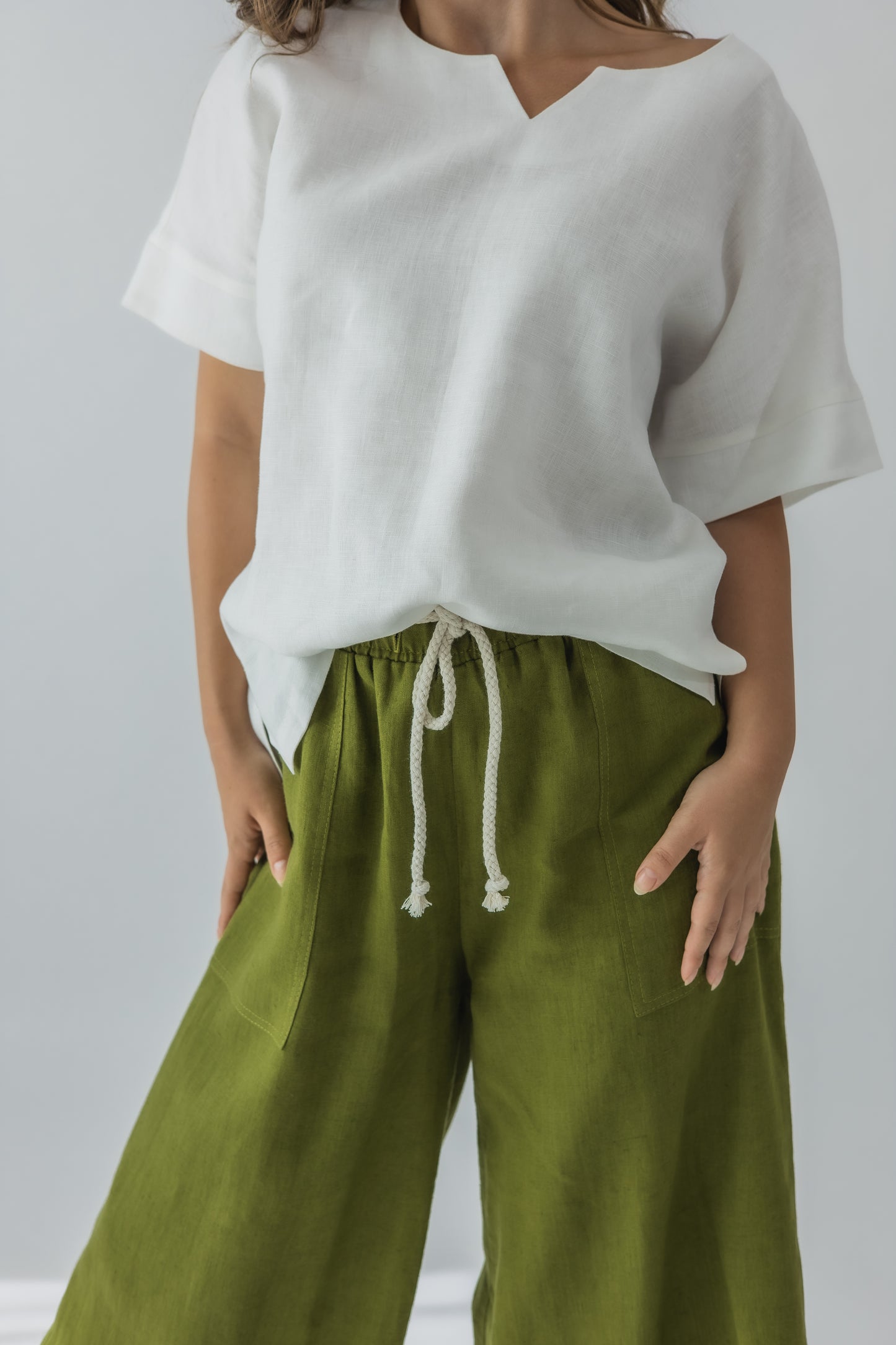 Wide-leg pull-on culottes