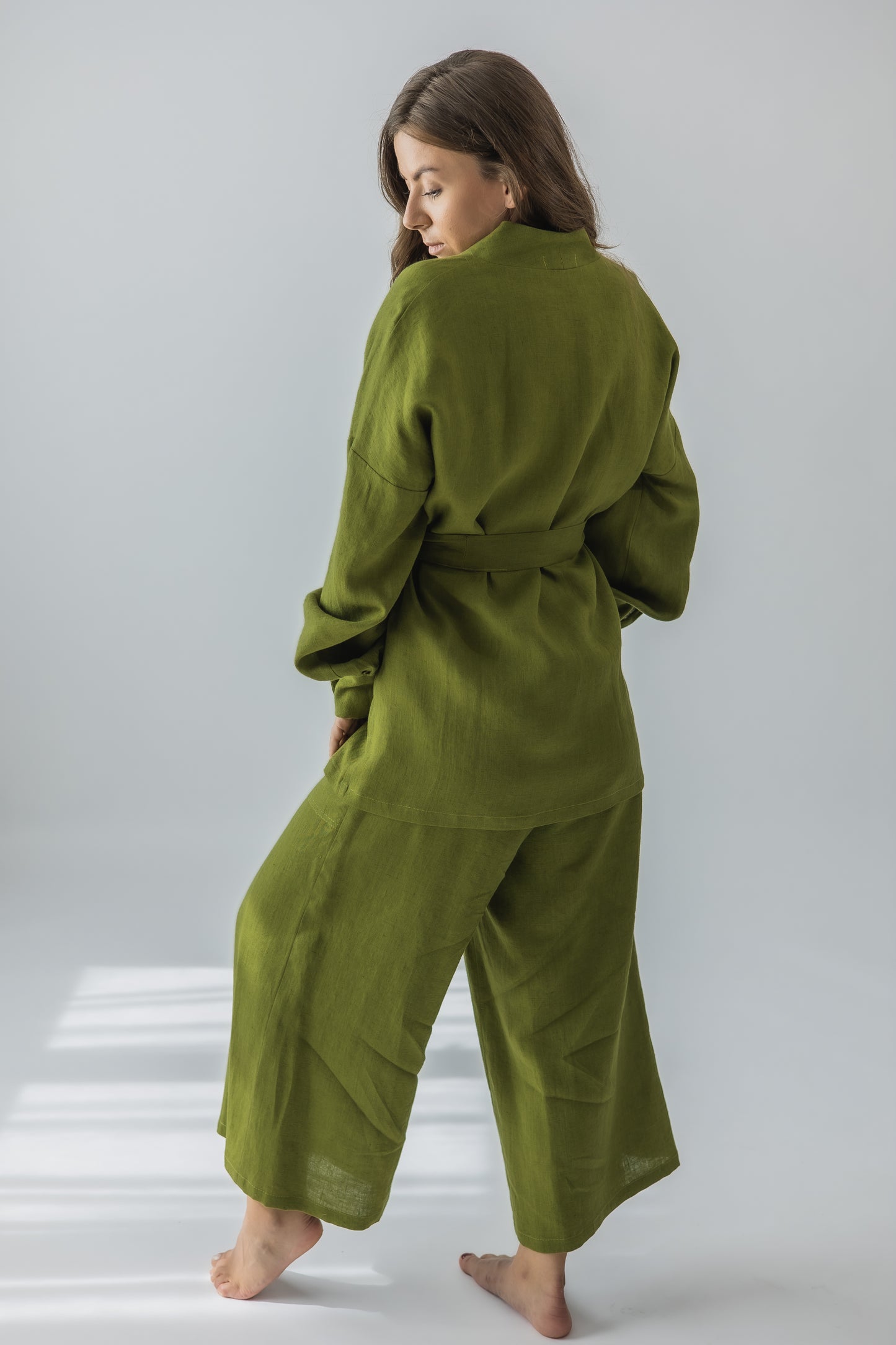 Tie-belt wrap blouse