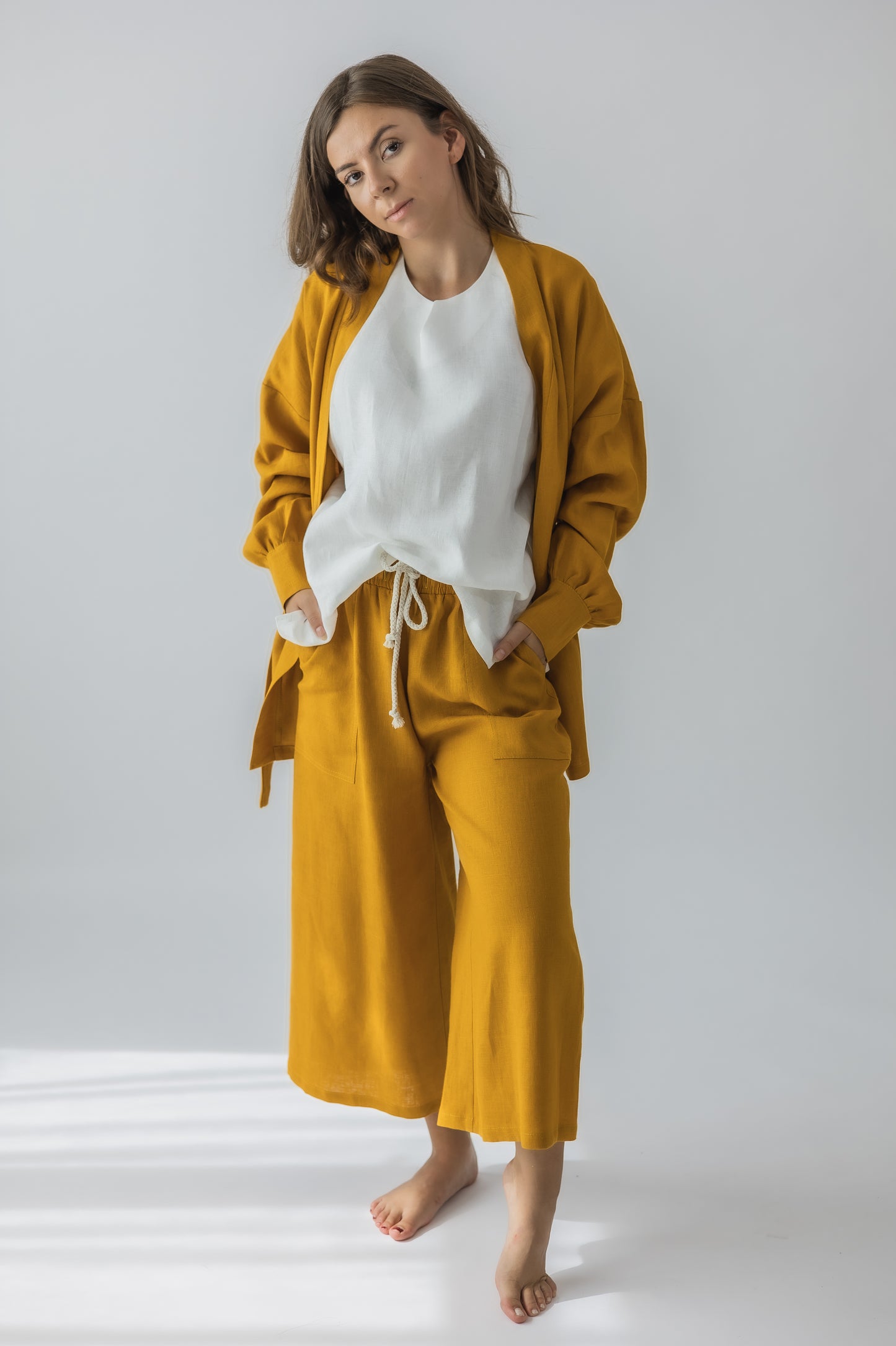 Wide-leg pull-on culottes