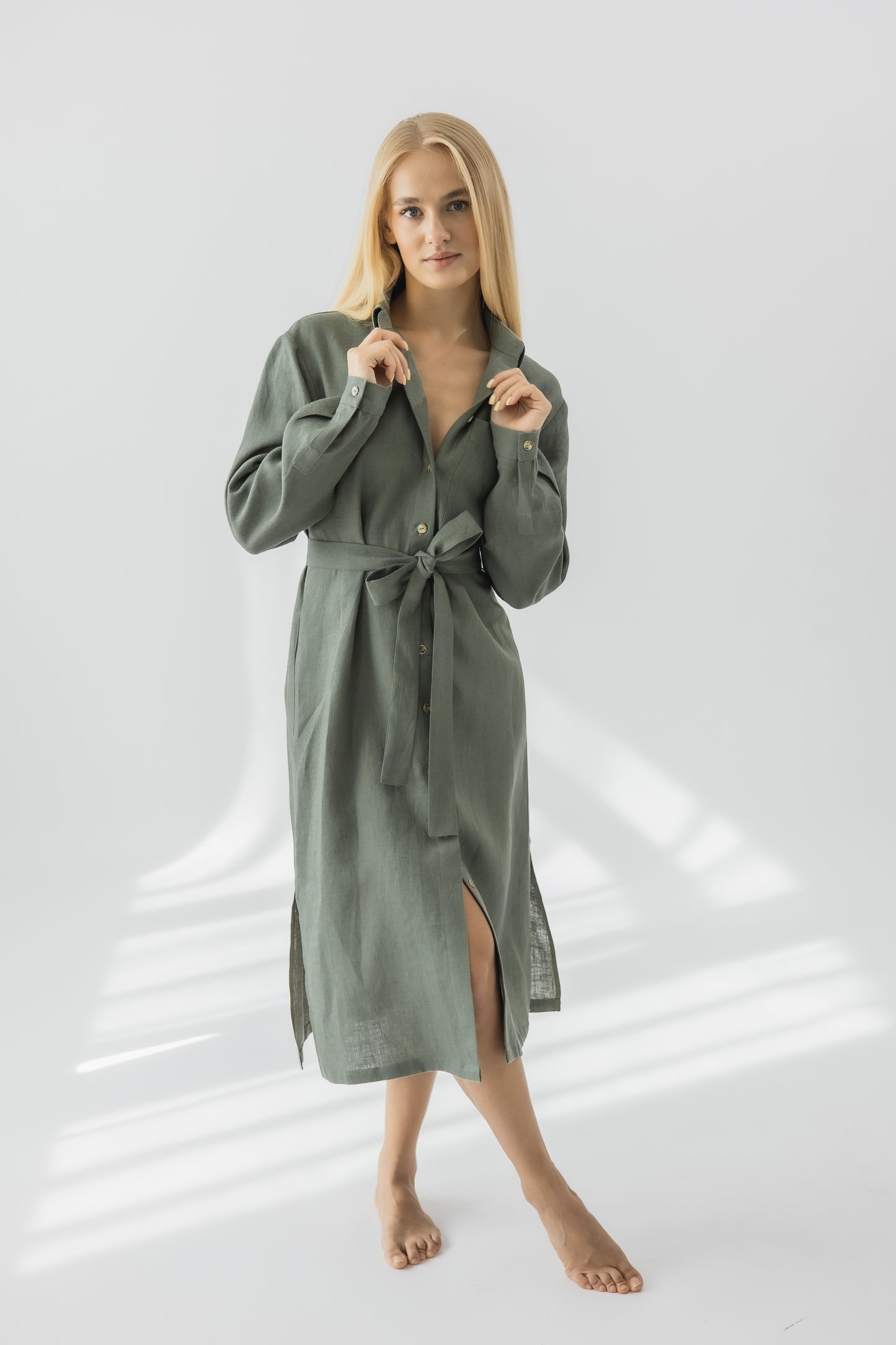 Belted shirt dress