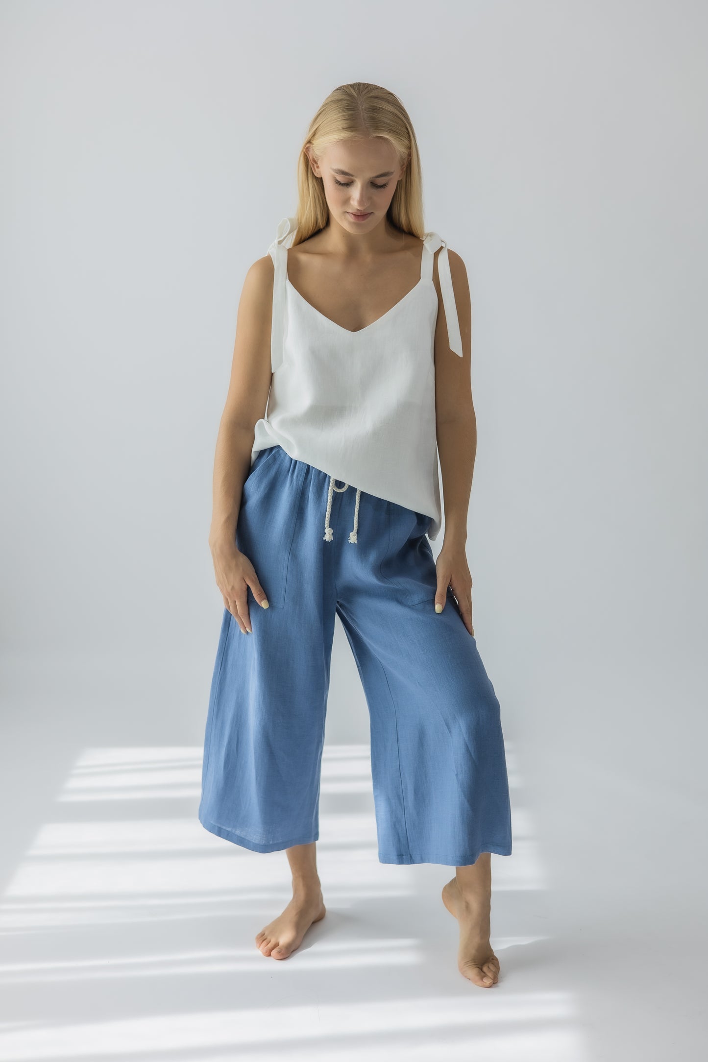 Wide-leg pull-on culottes