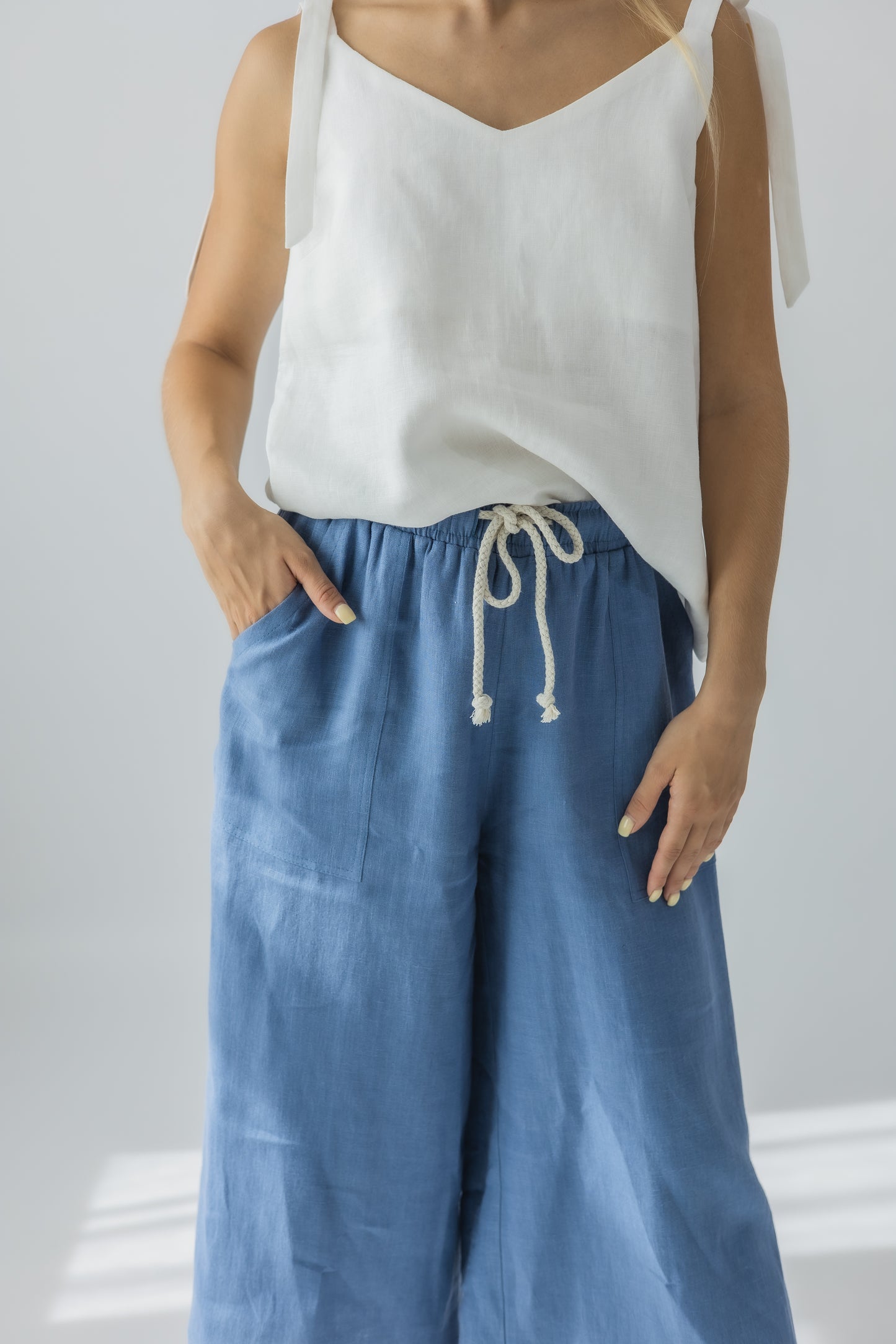 Wide-leg pull-on culottes