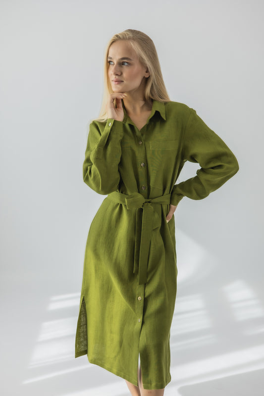 Belted shirt dress